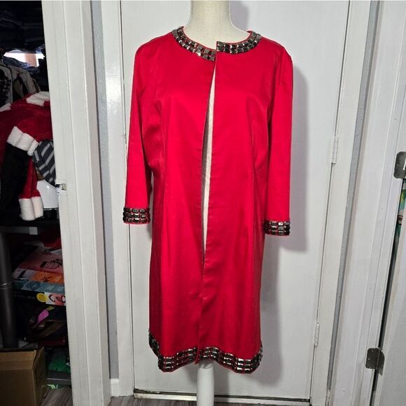 Vintage Grace chuang New York red long open blazer with embellishment - Picture 11 of 11